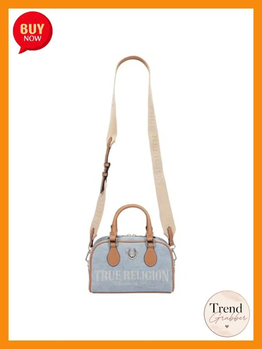 Denim Embroidered Logo Mini Satchel Crossbody with Gold Hardware